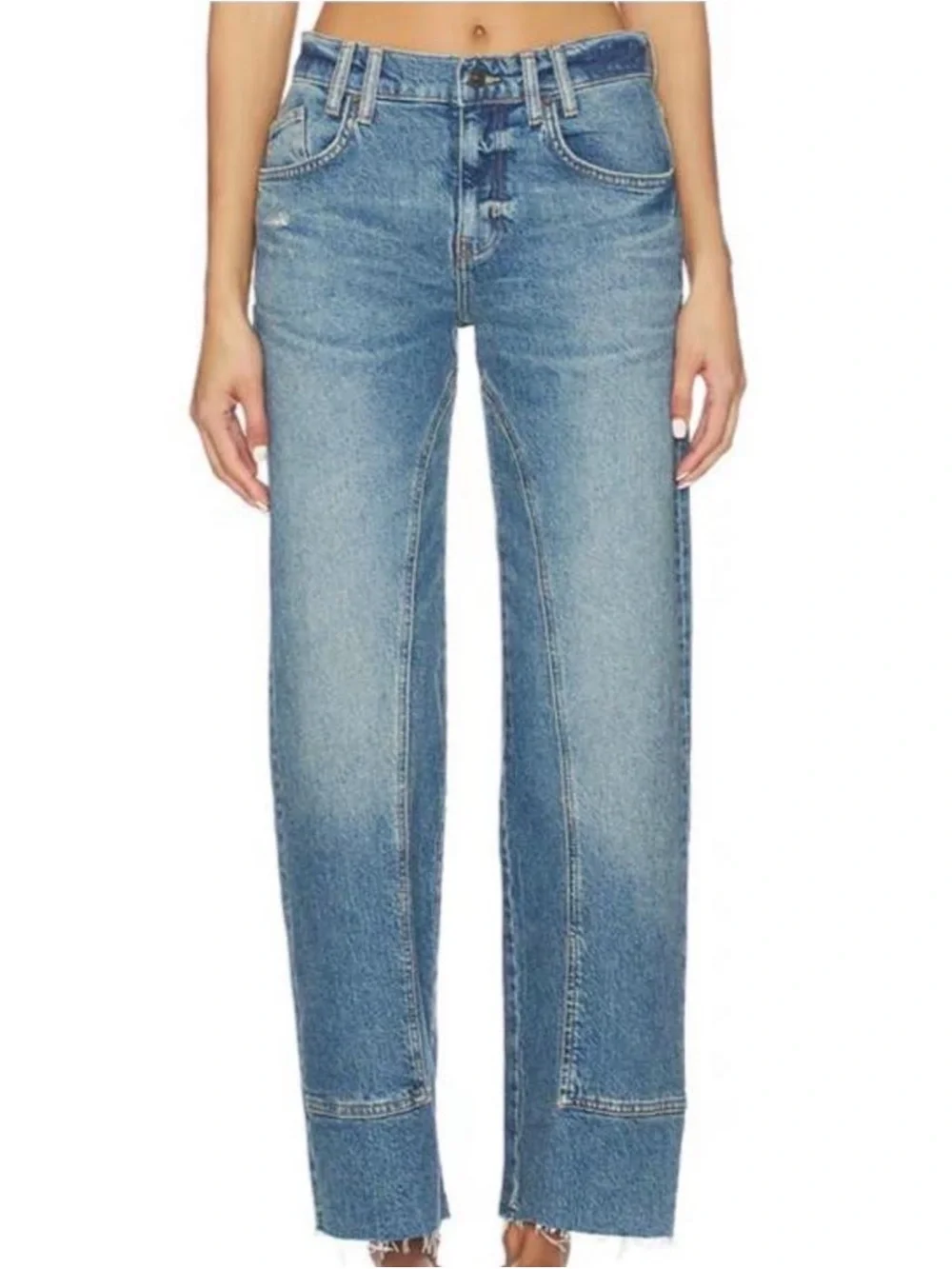We the Free Curvy Risk Taker Straight Leg Jeans NWT Size 28 Light Wash